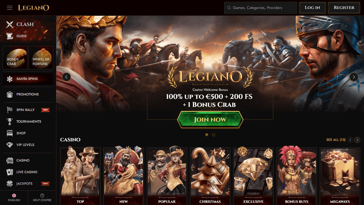 legiano_casino_homepage_desktop