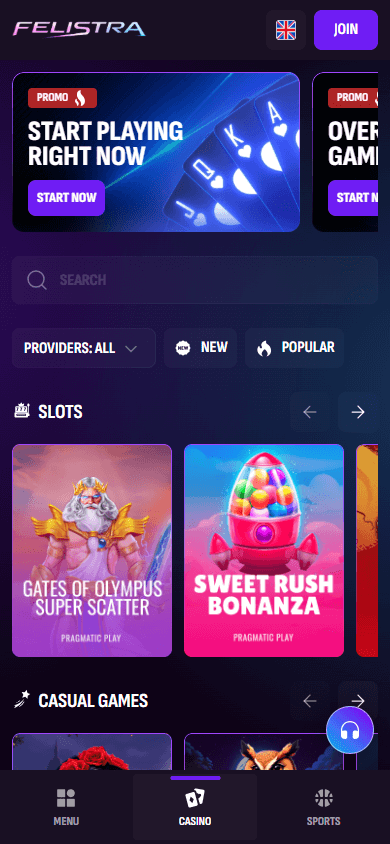 felistra_casino_homepage_mobile
