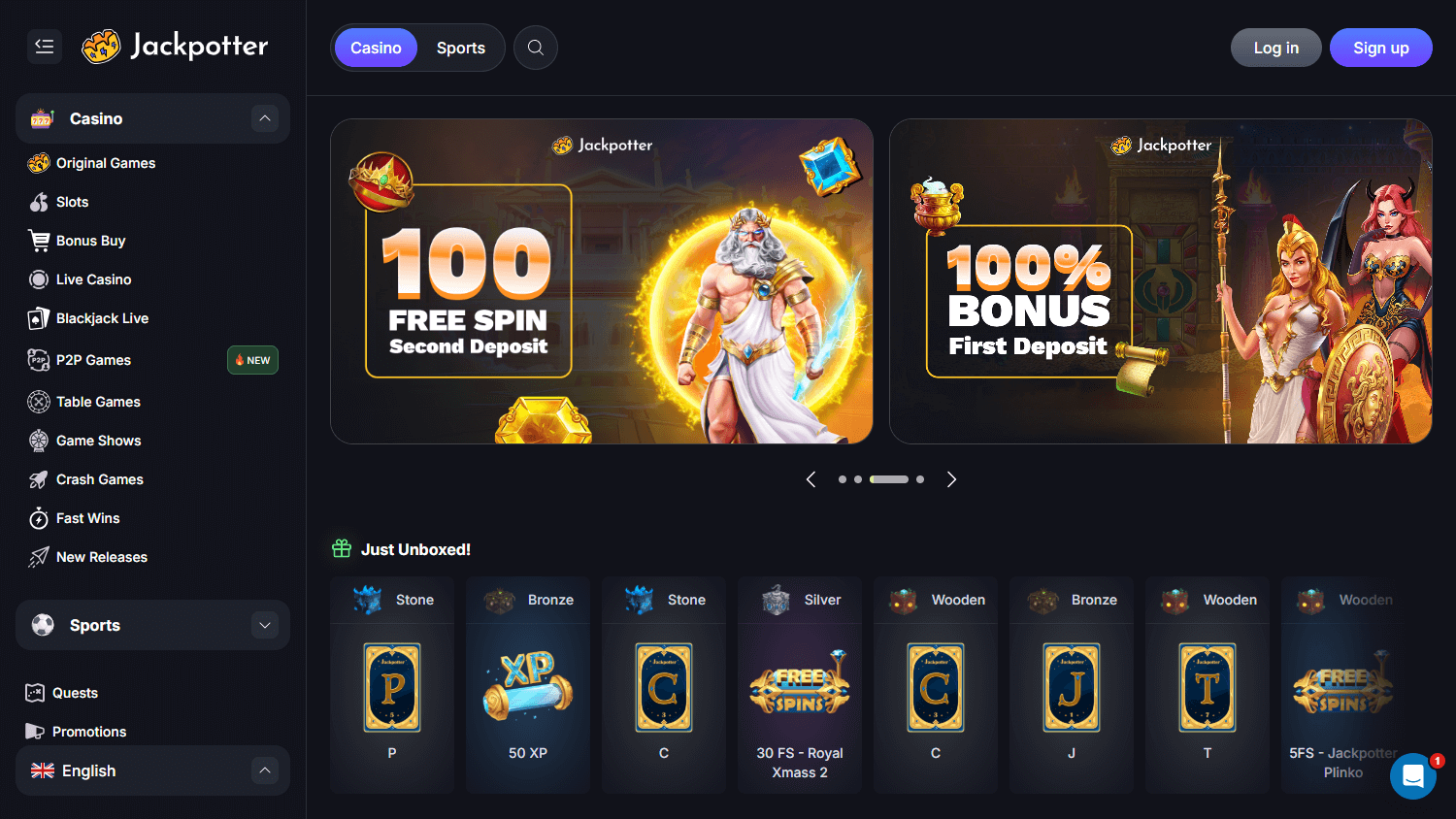 Jackpotter_Casino_homepage_desktop