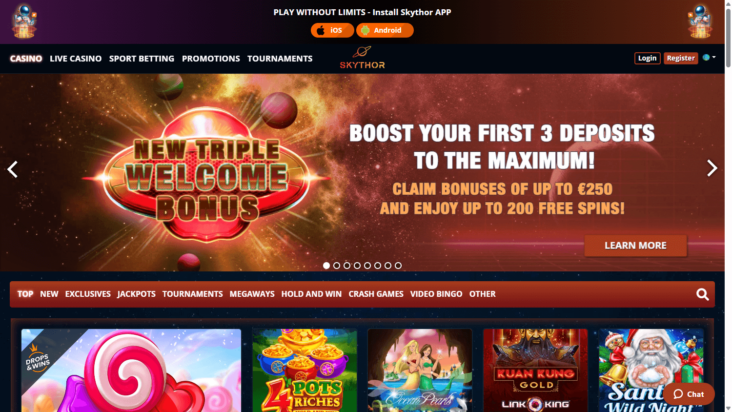 Skythor_Casino_homepage_desktop
