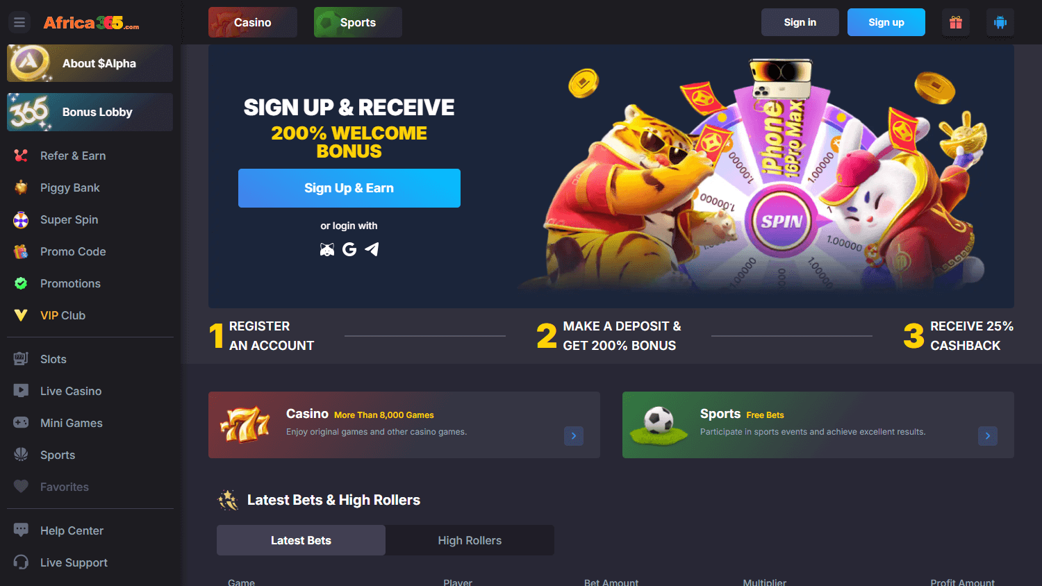 Africa365_Casino_homepage_desktop