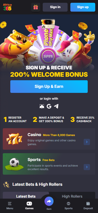 Africa365_Casino_homepage_mobile