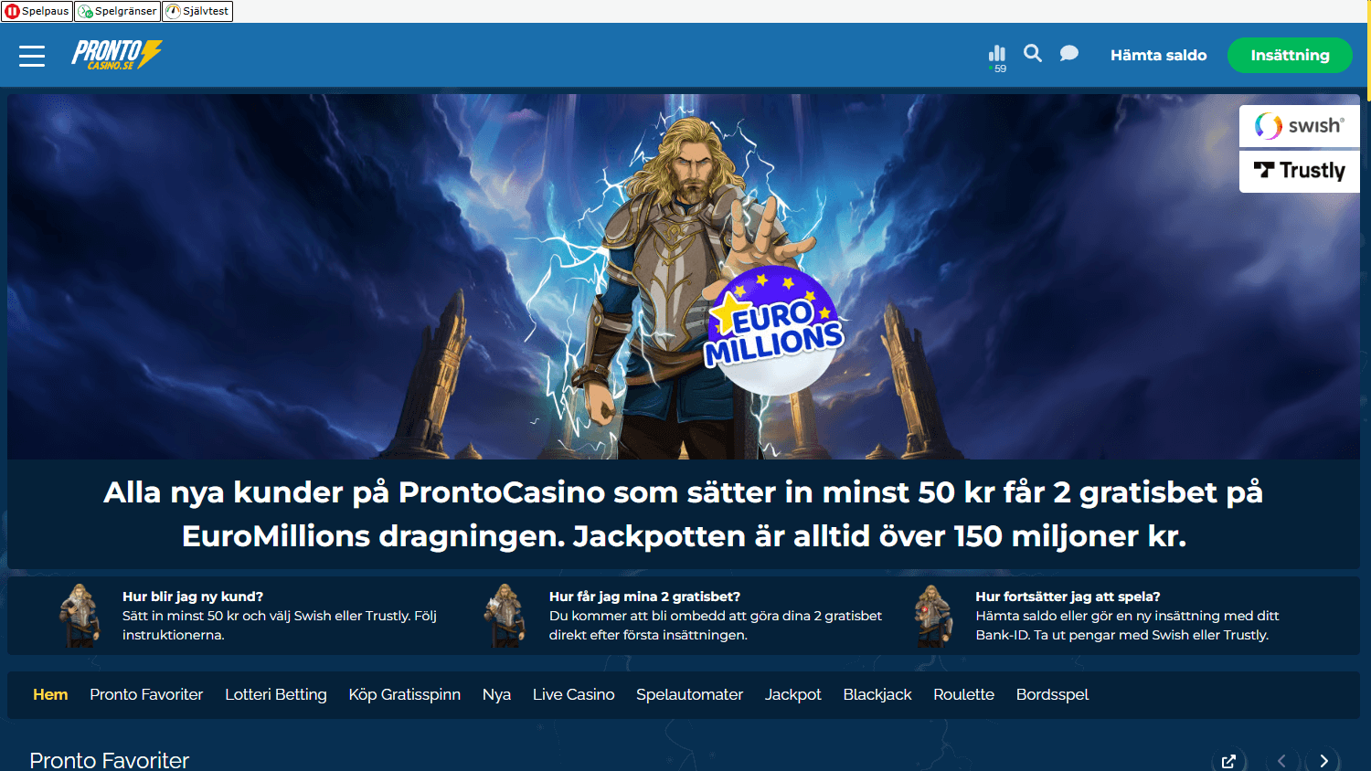 Pronto_Casino_homepage_desktop