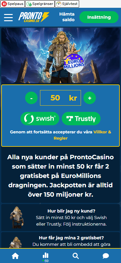 Pronto_Casino_homepage_mobile