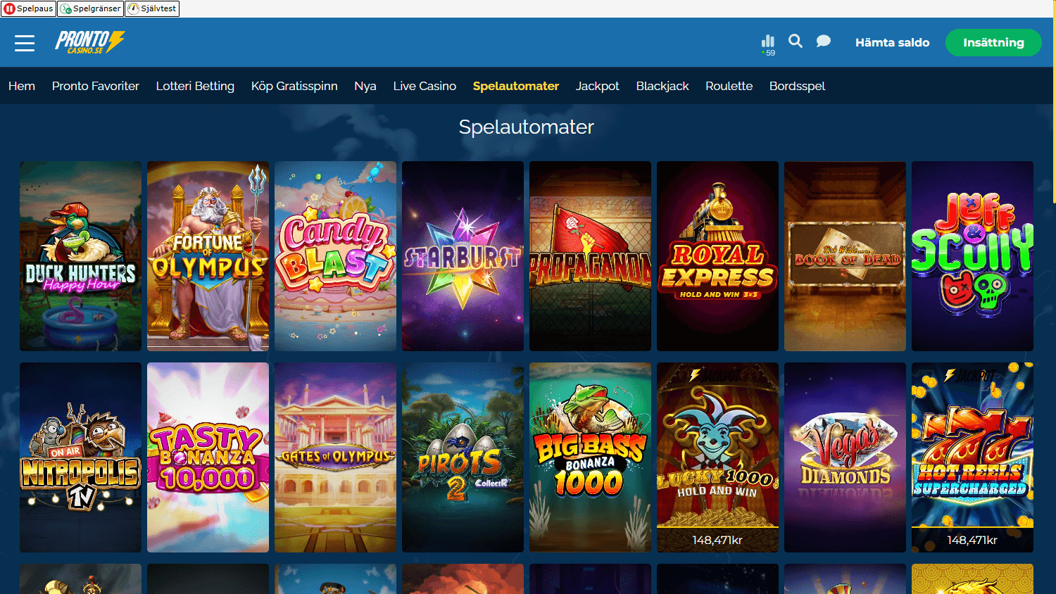 Pronto_Casino_game_gallery_desktop