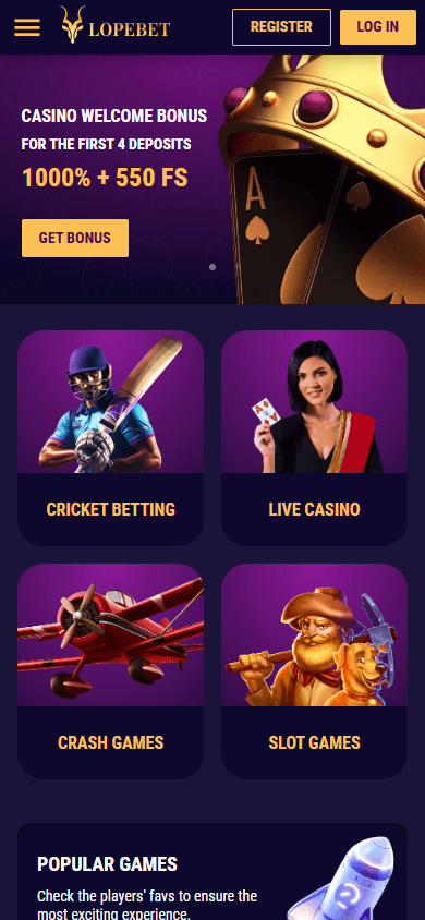 LopeBet_Casino_homepage_mobile