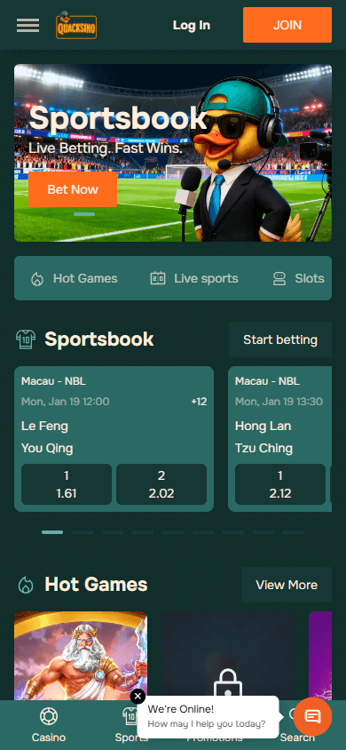 Quacksino_Casino_homepage_mobile