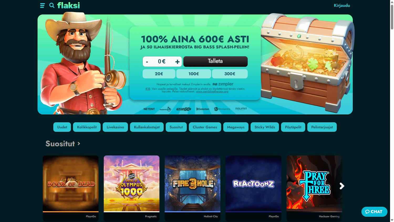 Flaksi_Casino_homepage_desktop