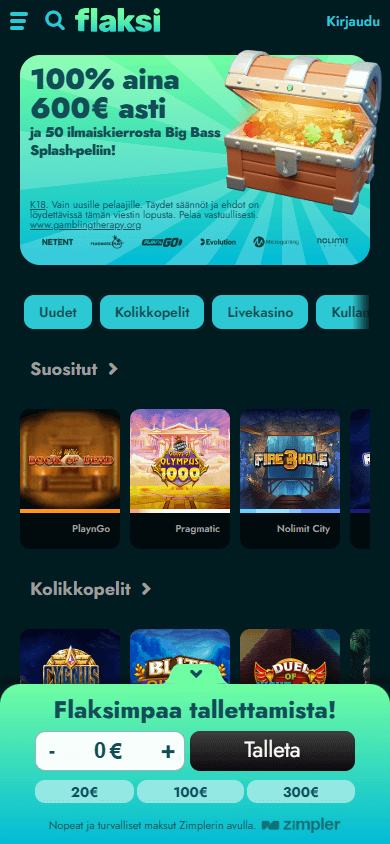 Flaksi_Casino_homepage_mobile