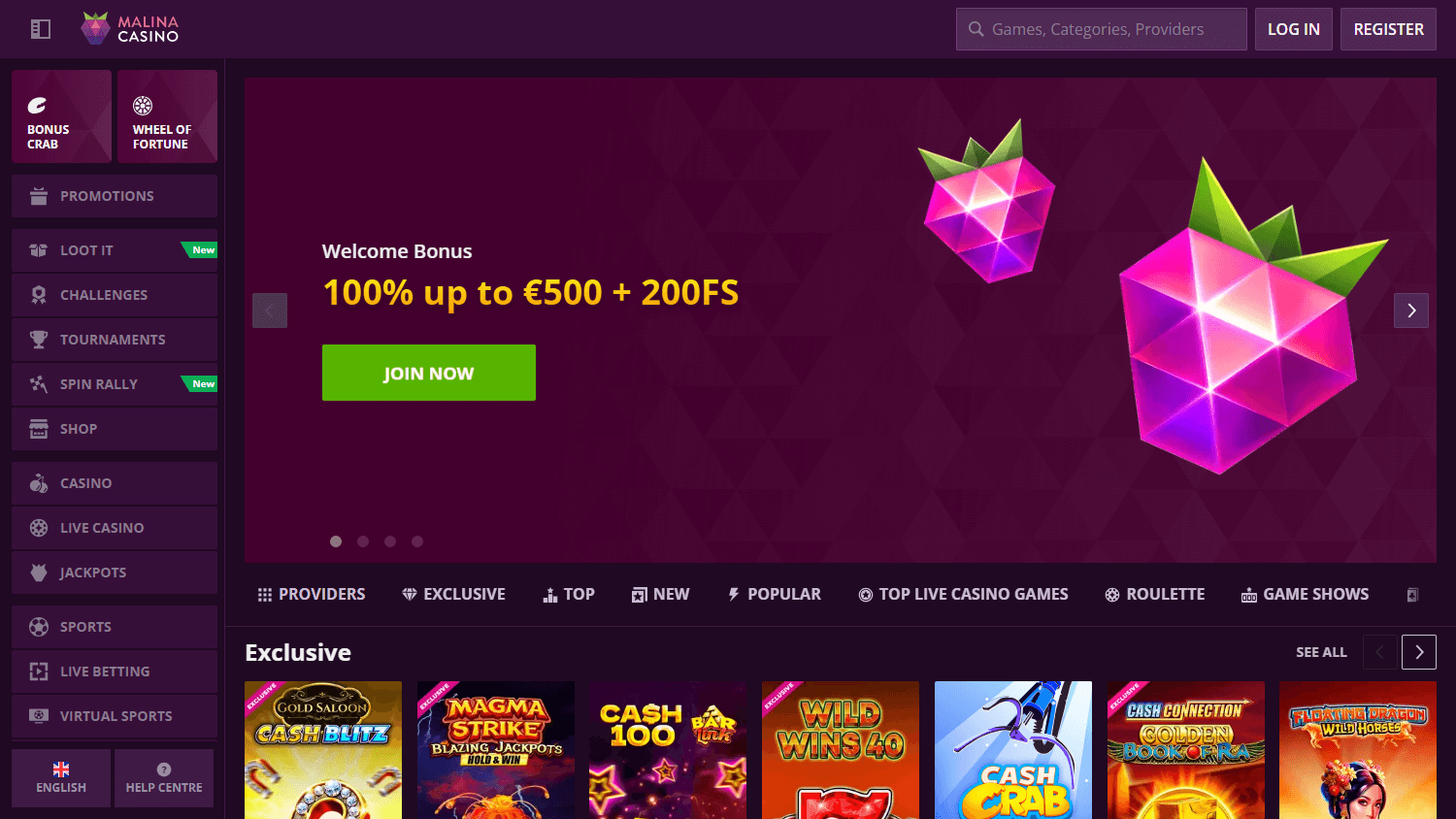 malina_casino_homepage_desktop