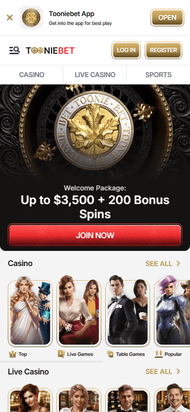 tooniebet_casino_homepage_mobile