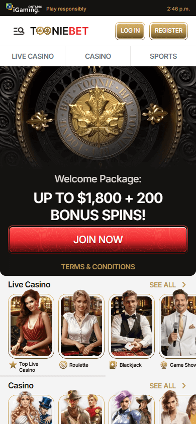 tooniebet_casino_on_homepage_mobile