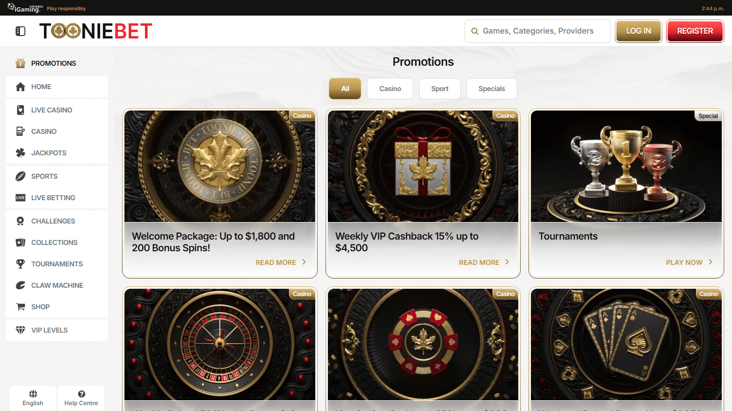 tooniebet_casino_on_promotions_desktop