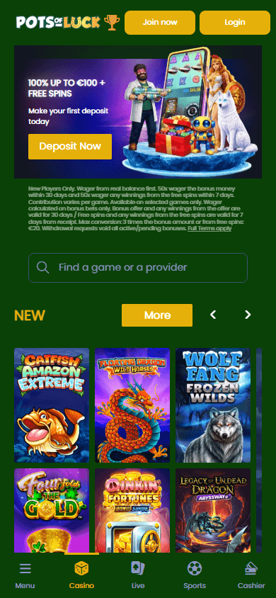 potsofluck_casino_homepage_mobile
