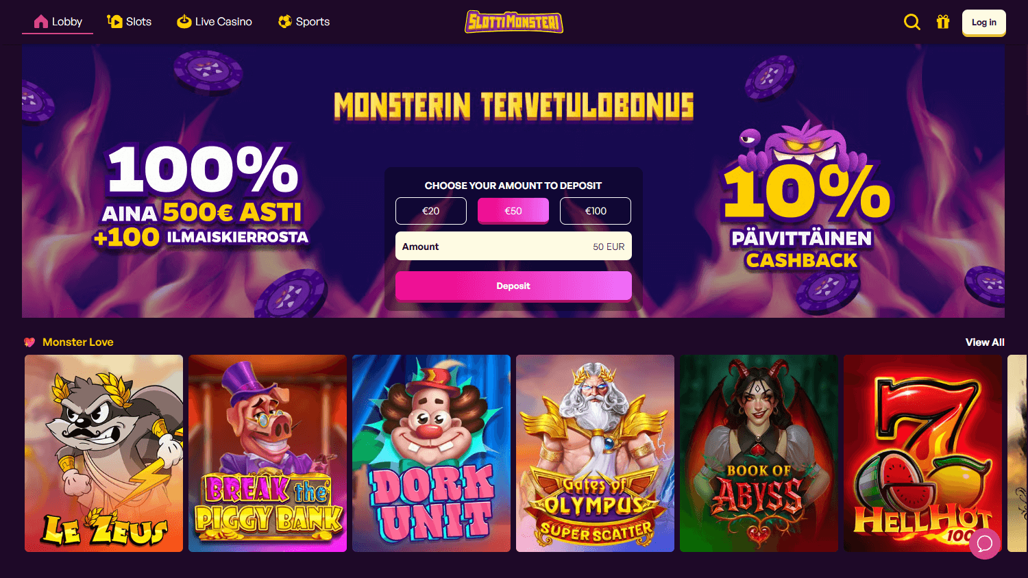 slottimonsteri_casino_homepage_desktop