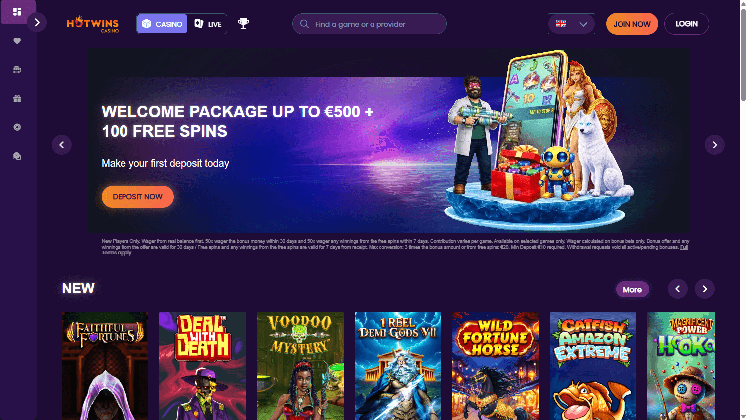 HotWins_Casino_homepage_desktop