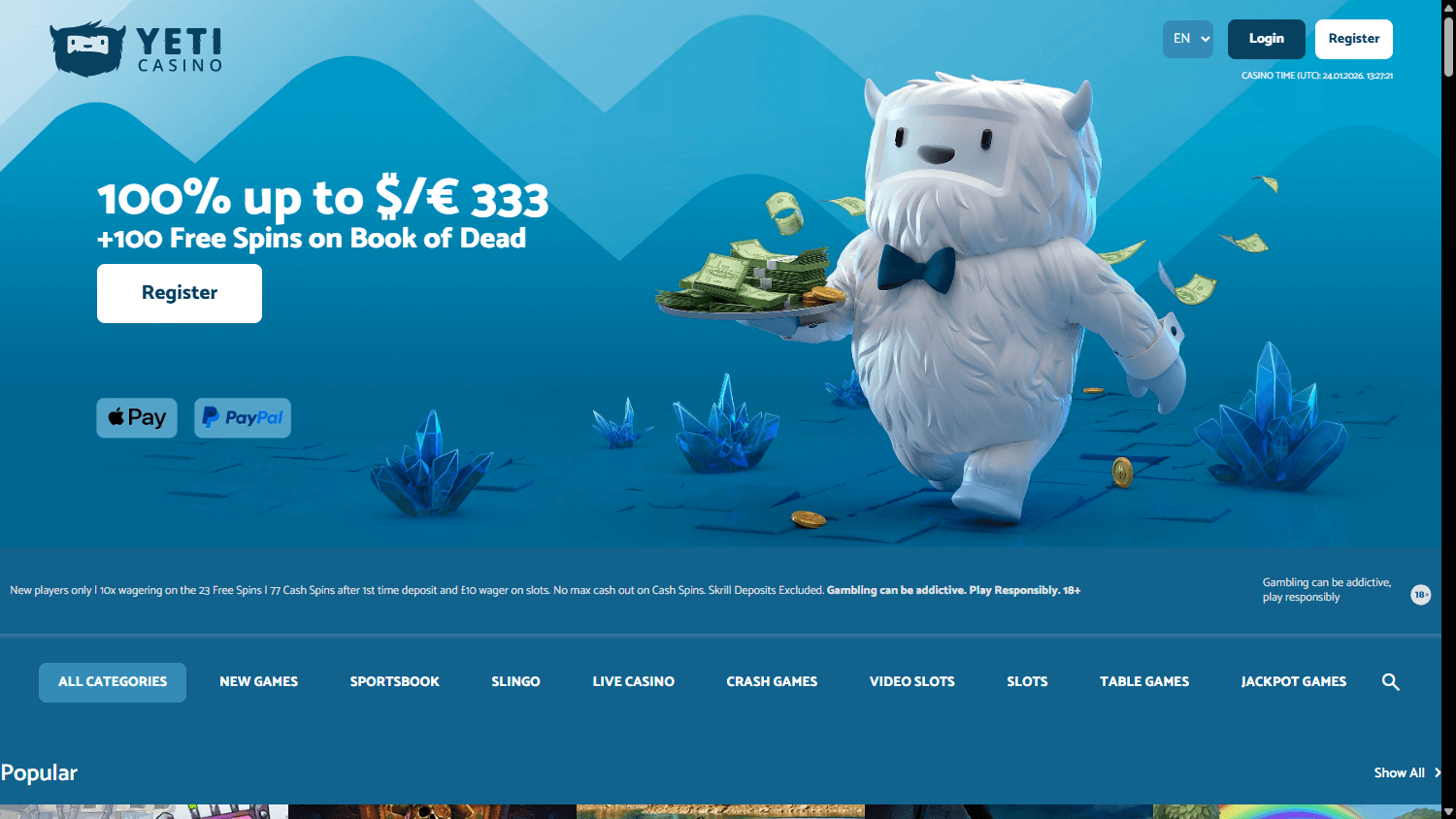 Yeti_Casino_homepage_desktop