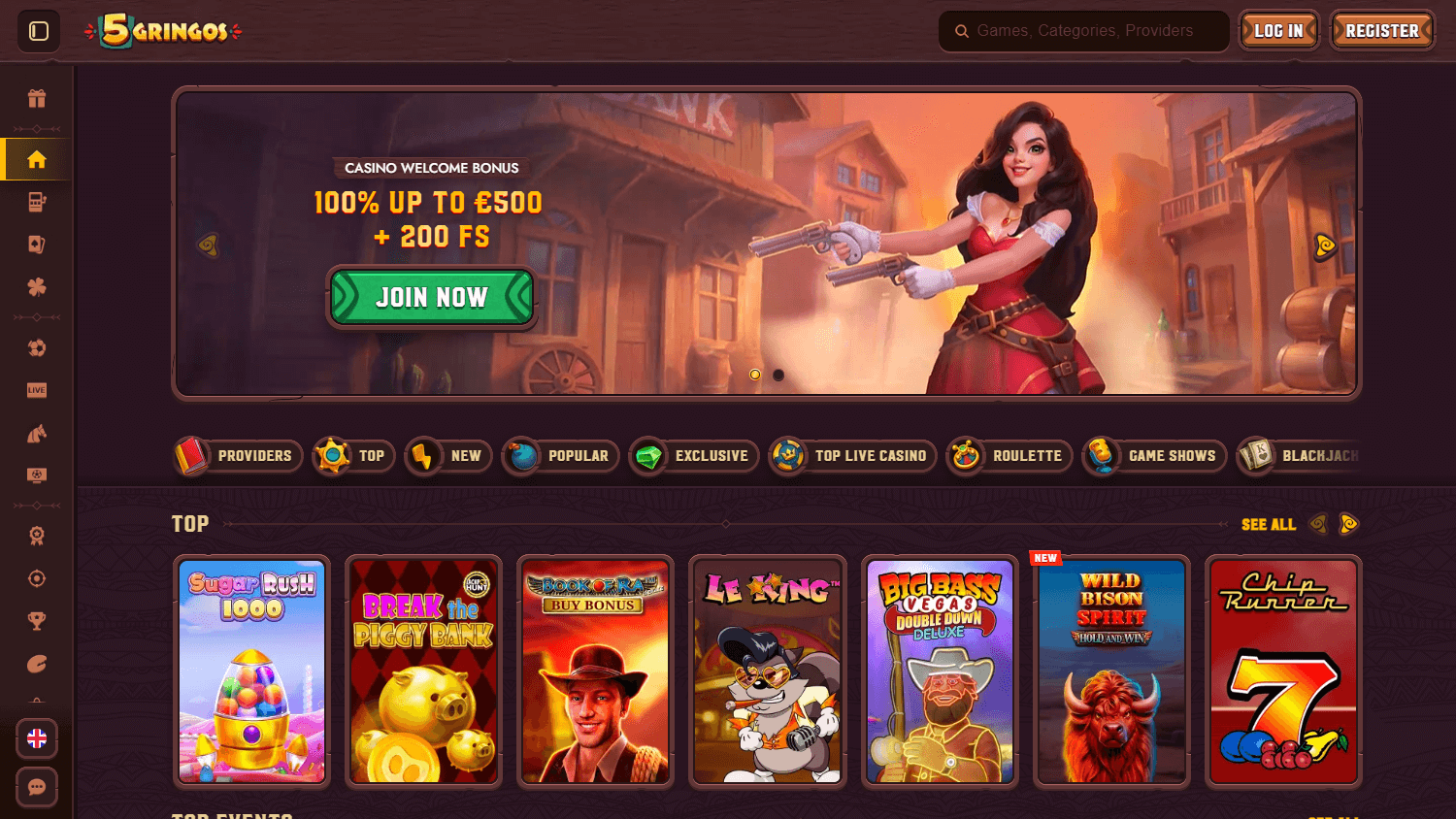 5Gringos_Casino_homepage_desktop