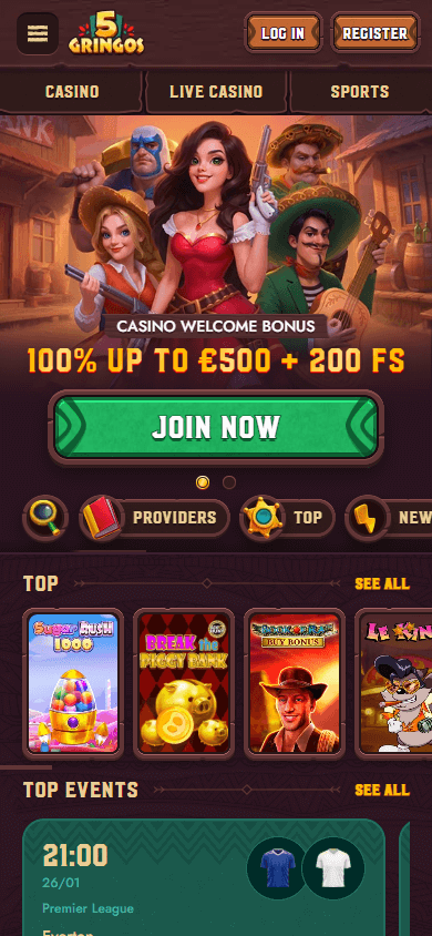 5Gringos_Casino_homepage_mobile