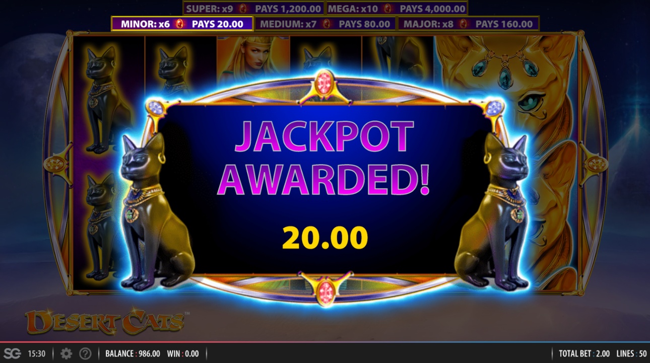 Desert Cats minor jackpot win