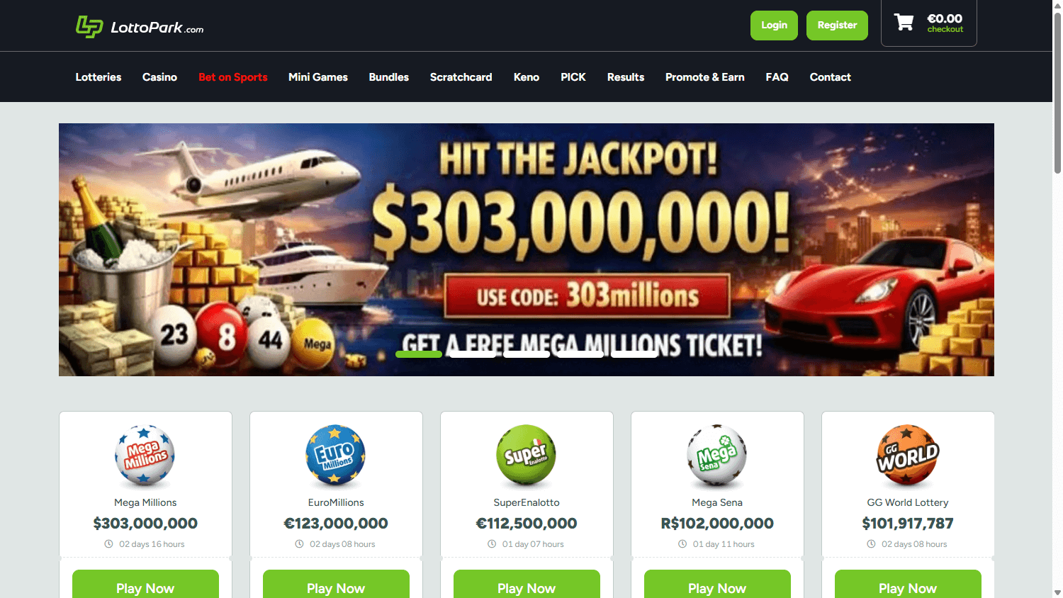 LottoPark_Casino_homepage_desktop