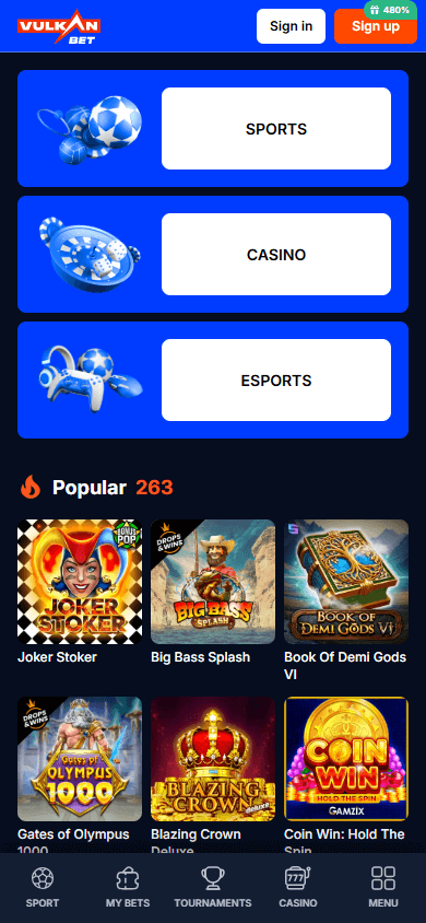 Vulkan.bet_Casino_homepage_mobile