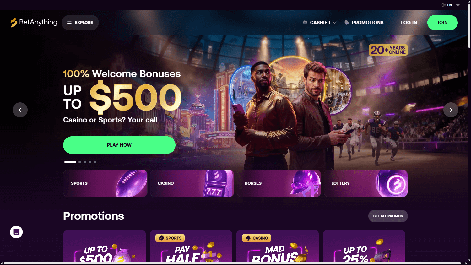BetAnything_Casino_homepage_desktop