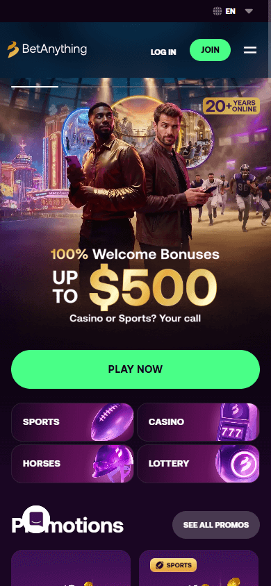BetAnything_Casino_homepage_mobile