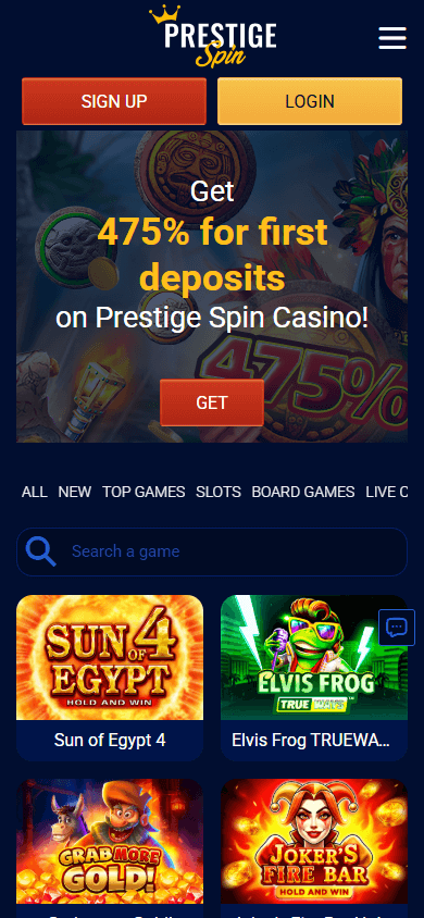 Prestige_Spin_Casino_homepage_mobile