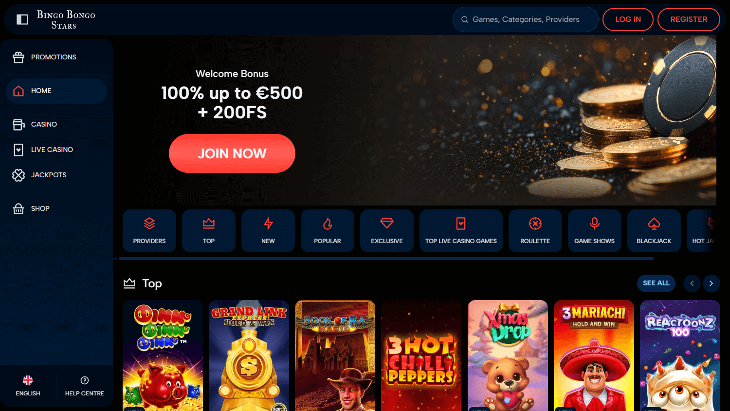 BingoBongoStars_Casino_homepage_desktop