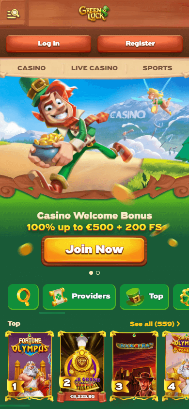 green_luck_casino_homepage_mobile