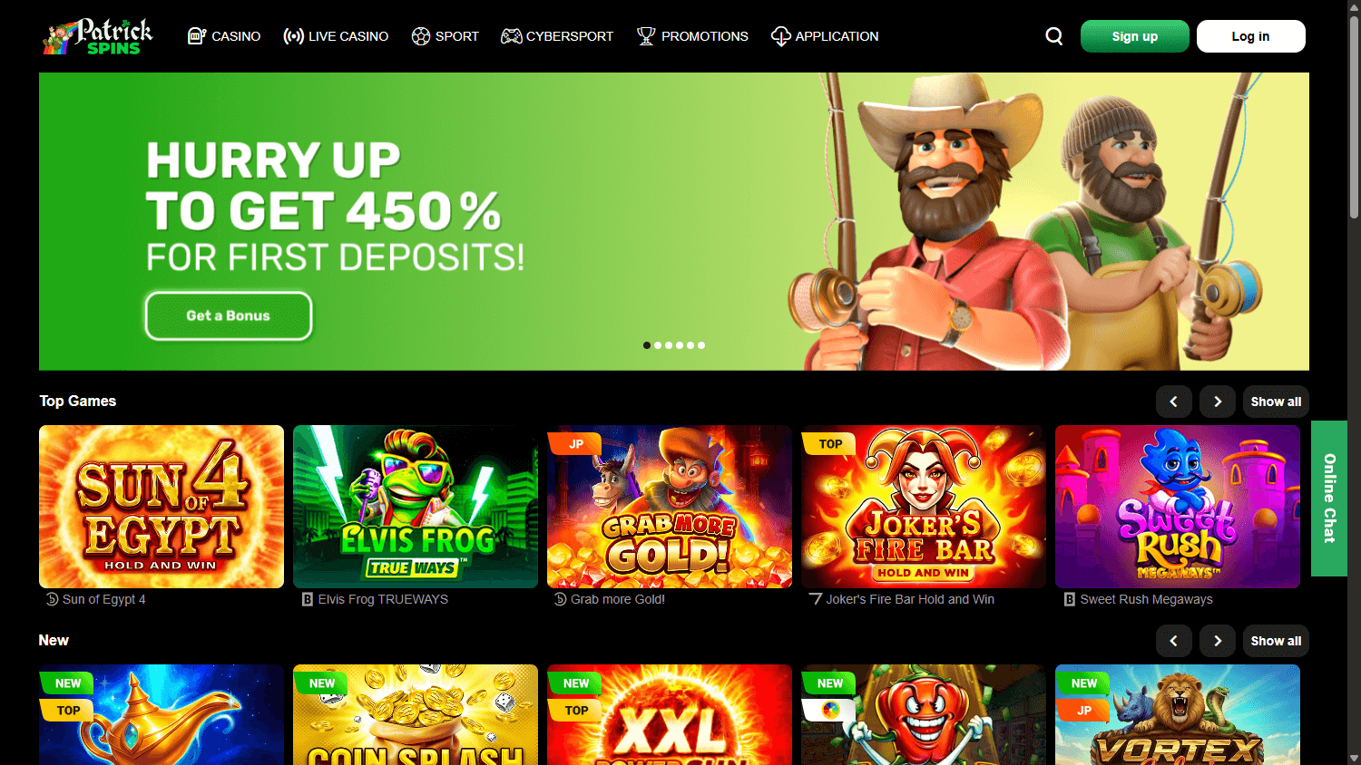 patrick_spins_casino_homepage_desktop
