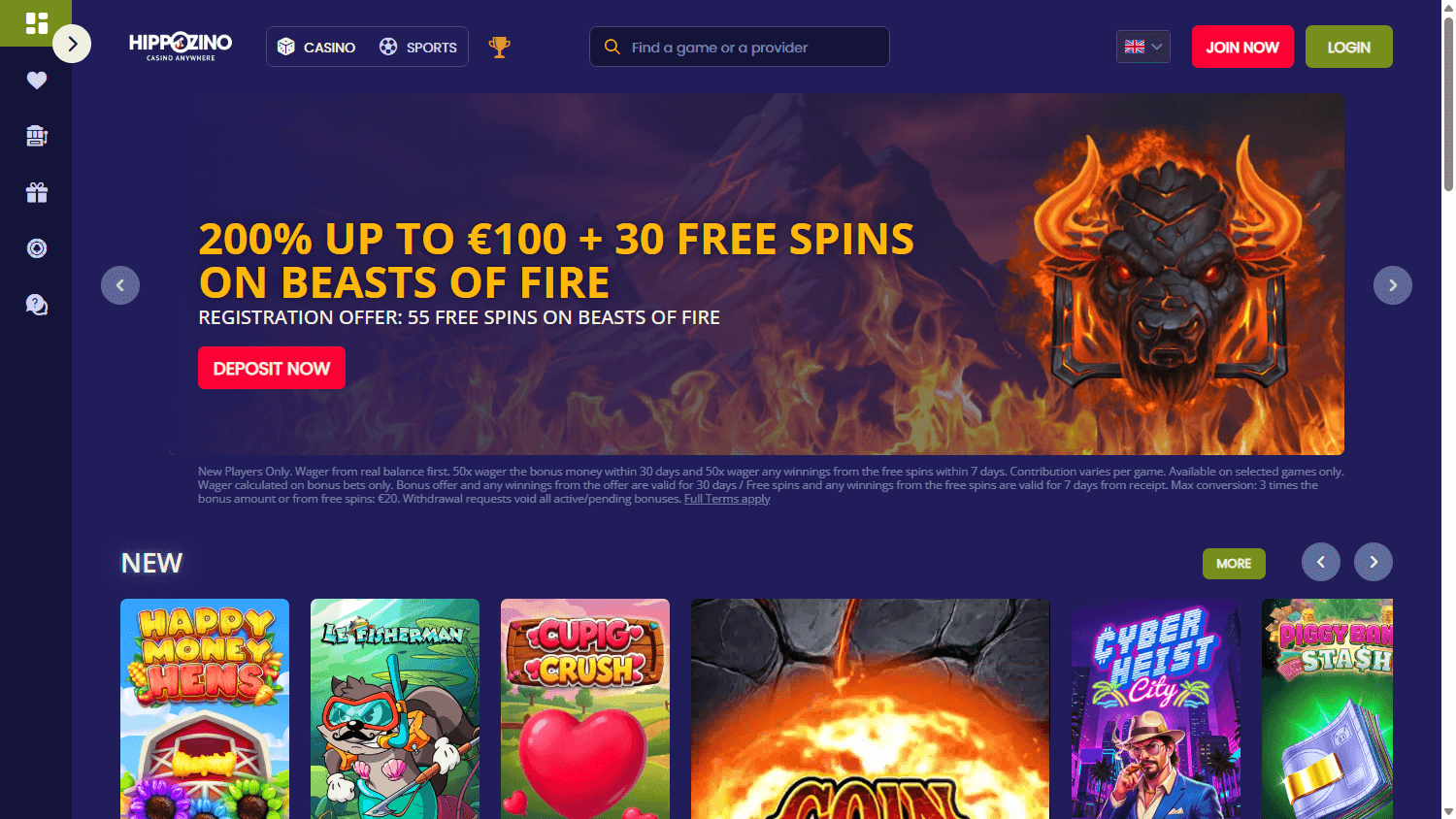 Hippozino_Casino_homepage_desktop