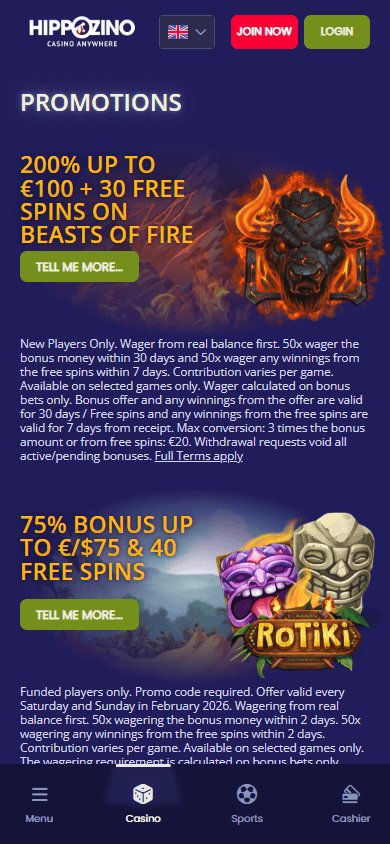 Hippozino_Casino_promotions_mobile