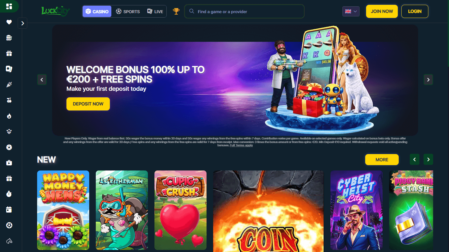 LuckCity_Casino_homepage_desktop