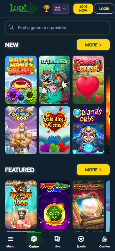 LuckCity_Casino_homepage_mobile