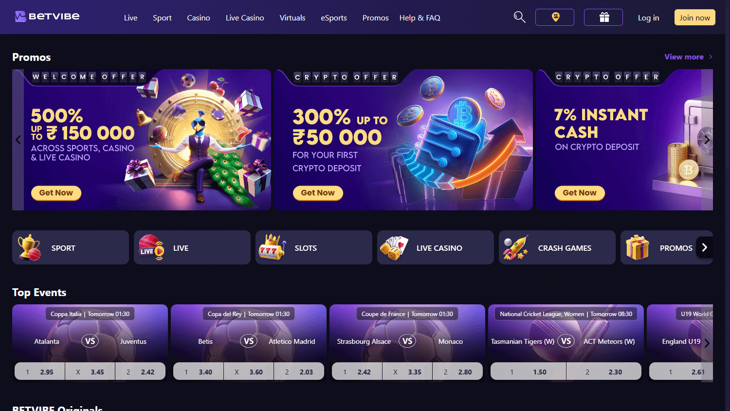 BETVIBE_Casino_homepage_desktop