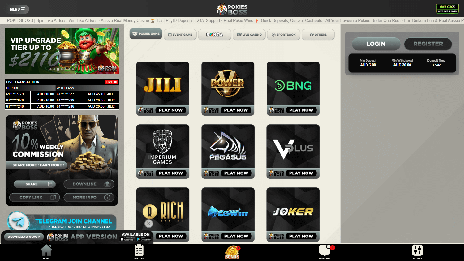 PokiesBoss_Casino_homepage_desktop