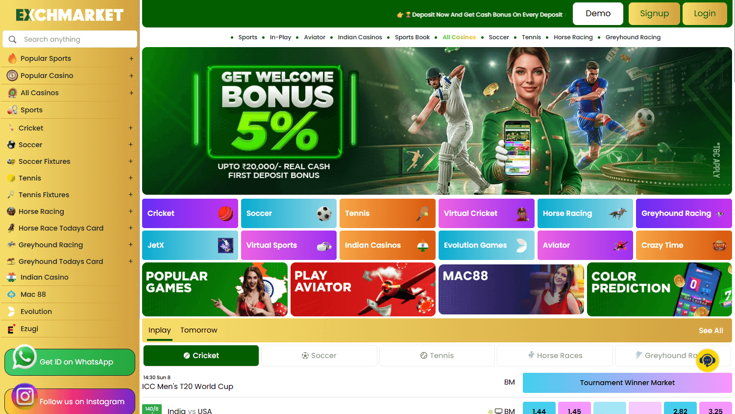 Exchmarket_Casino_homepage_desktop