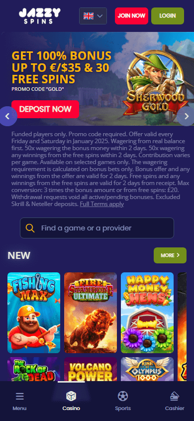 Jazzy_Spins_Casino_homepage_mobile