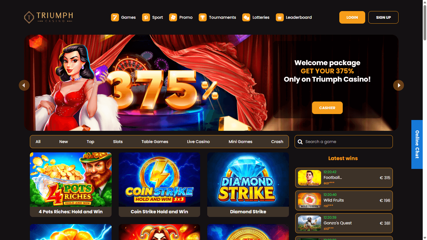 Triumph_Casino_homepage_desktop