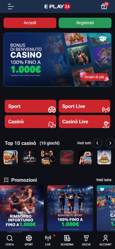 EPlay24_Casino_homepage_mobile