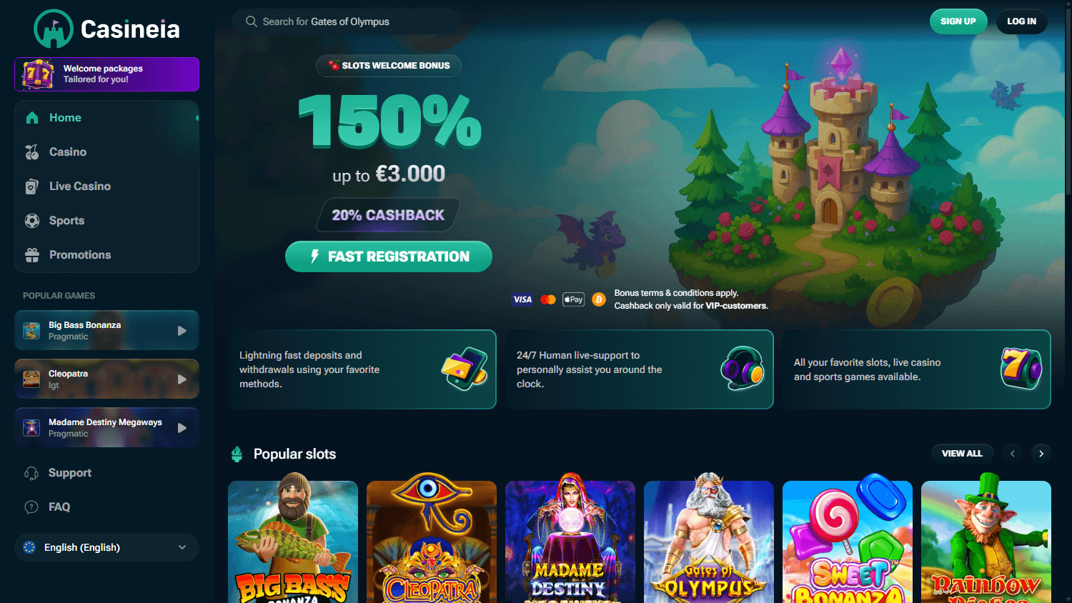 Casineia_Casino_homepage_desktop