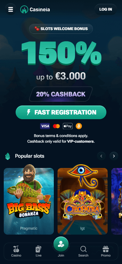 Casineia_Casino_homepage_mobile