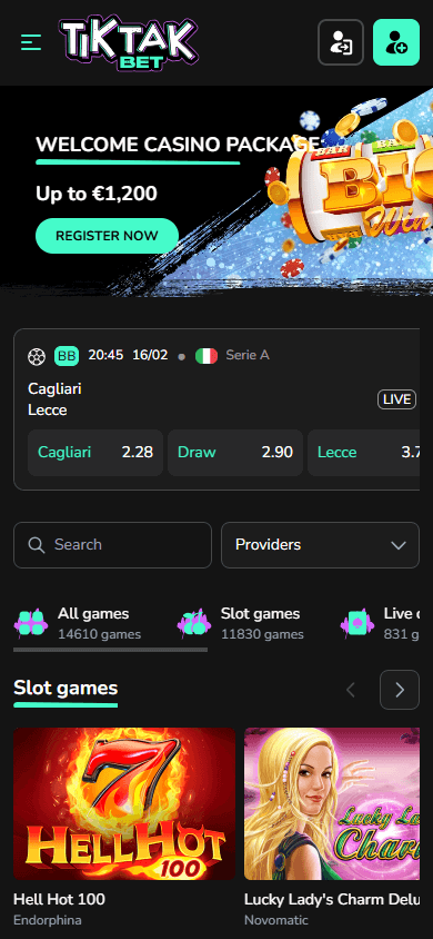 TikTak_Bet_Casino_homepage_mobile