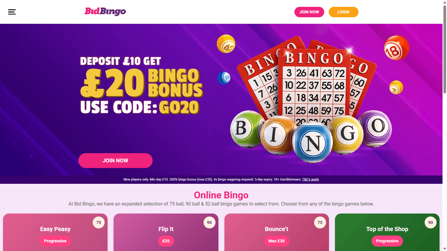 Bid_Bingo_Casino_homepage_desktop