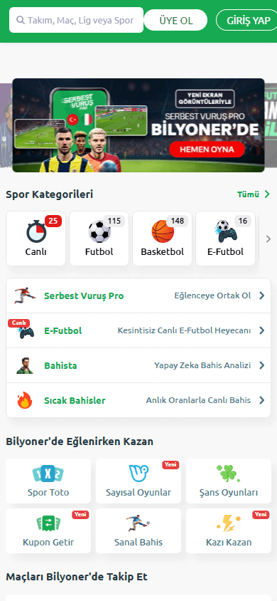 Bilyoner_Casino_homepage_mobile