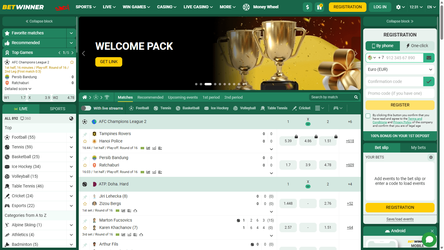 BETWINNER_Casino_homepage_desktop