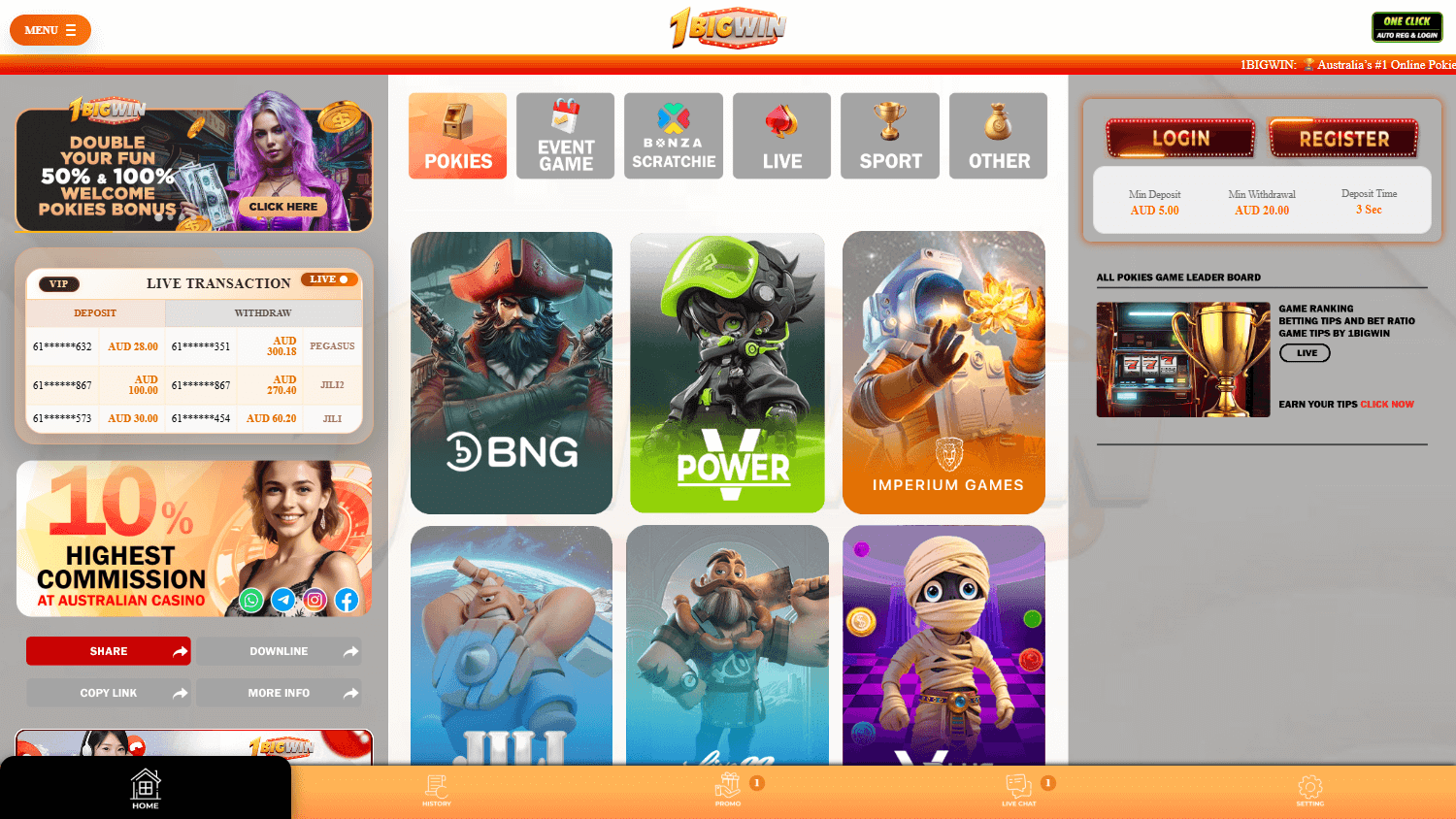 1BigWin_Casino_homepage_desktop