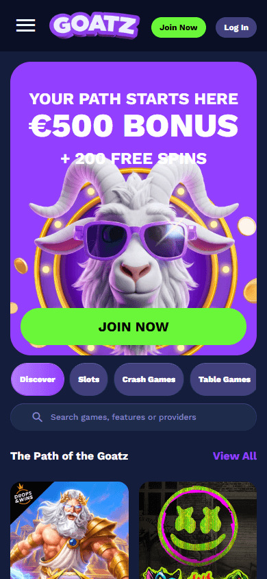 GOATZ_Casino_homepage_mobile